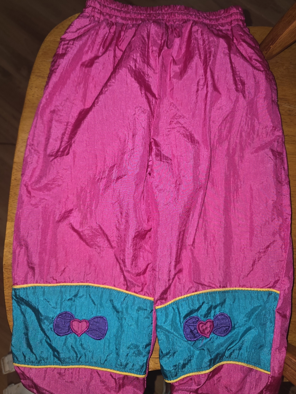Kids Bright Pink Pants with Teal Heart Accents
